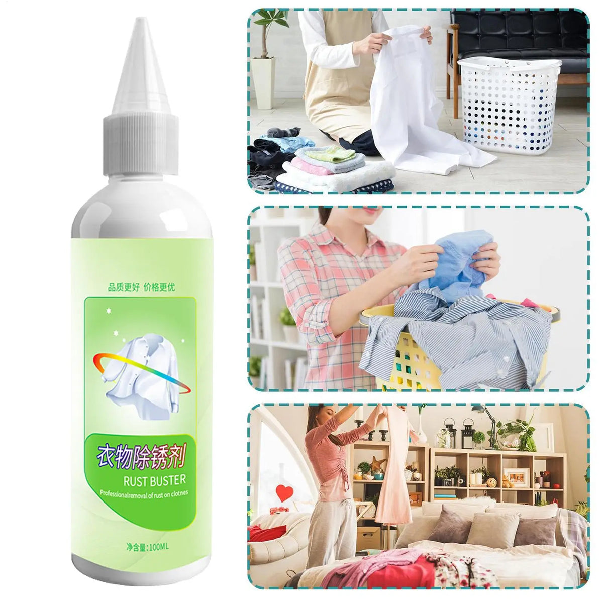 Portable Fabric Rust Remover – Safe for White Clothes & Garments Fabric Stain Remover Qme