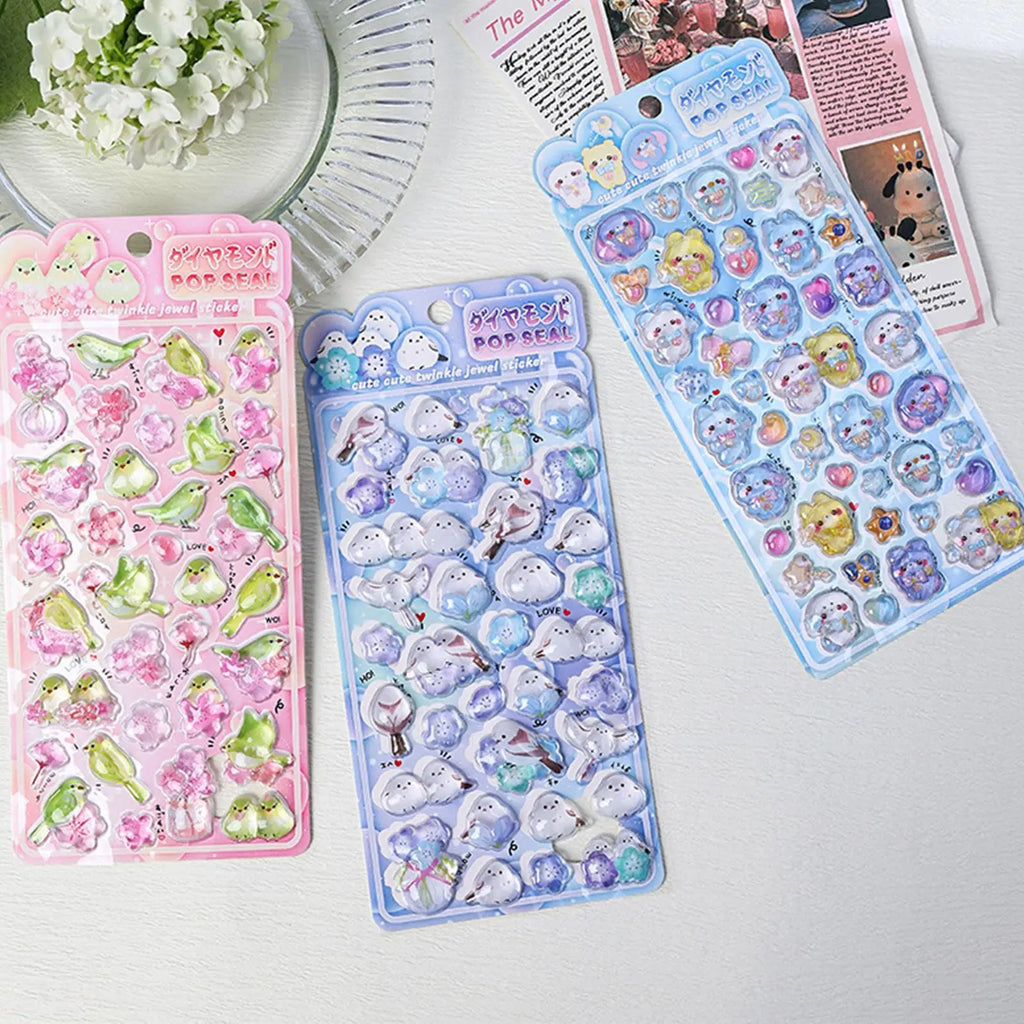 3D Bubble Foam Stickers – Cute Titmouse Animal Decals Decorative Foam Stickers Qme