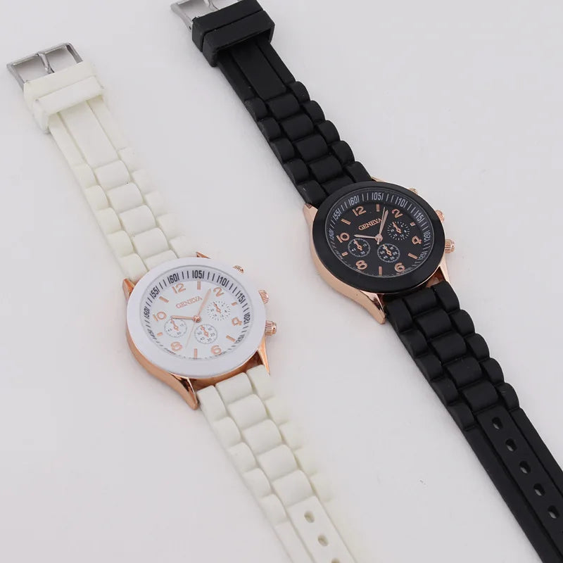 Minimalist Three-Eye Women's Silicone Quartz Watch | Casual Women's Quartz Watch Qme