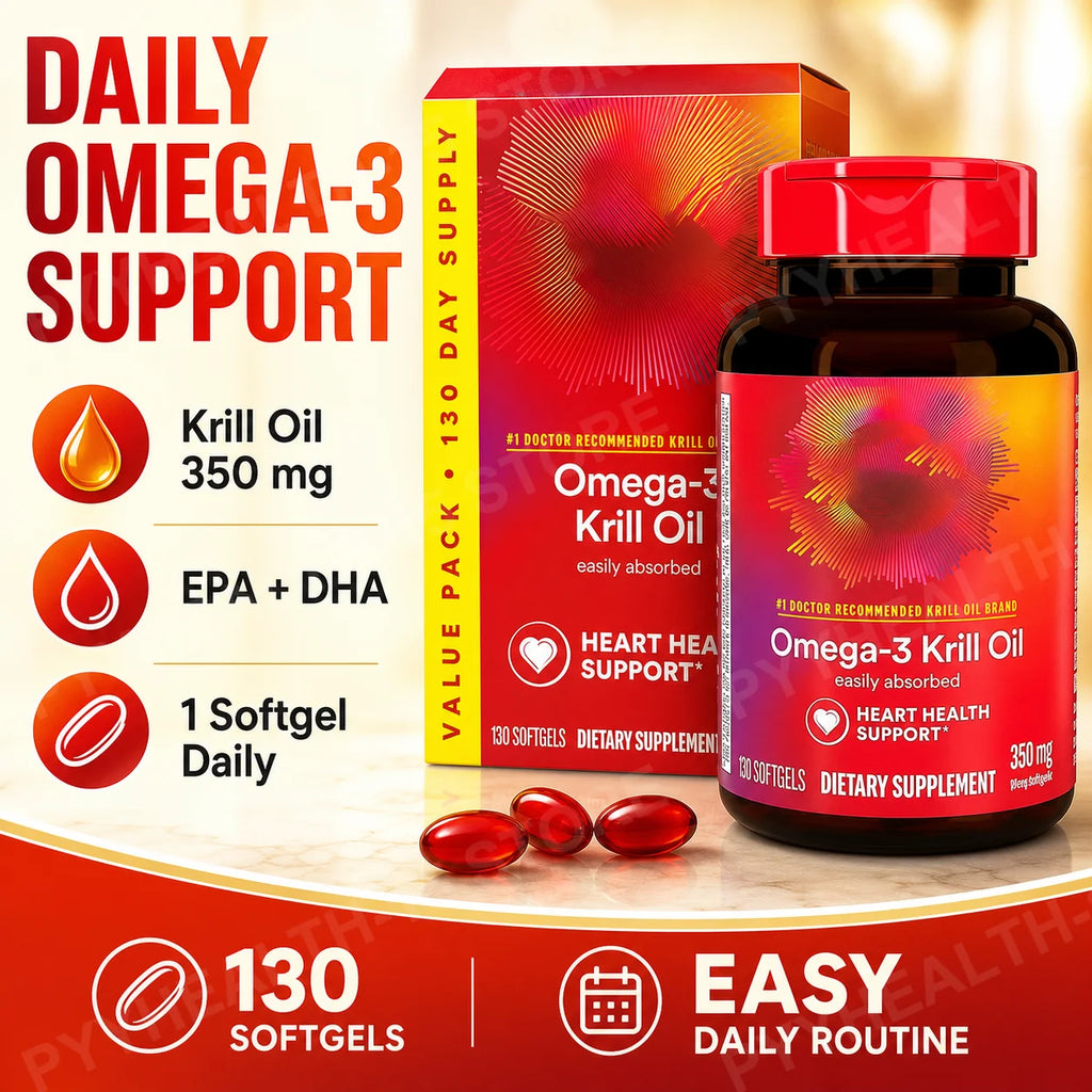 Omega-3 Krill Oil 350mg 130 Softgels – EPA DHA Astaxanthin Omega-3 Supplement Qst