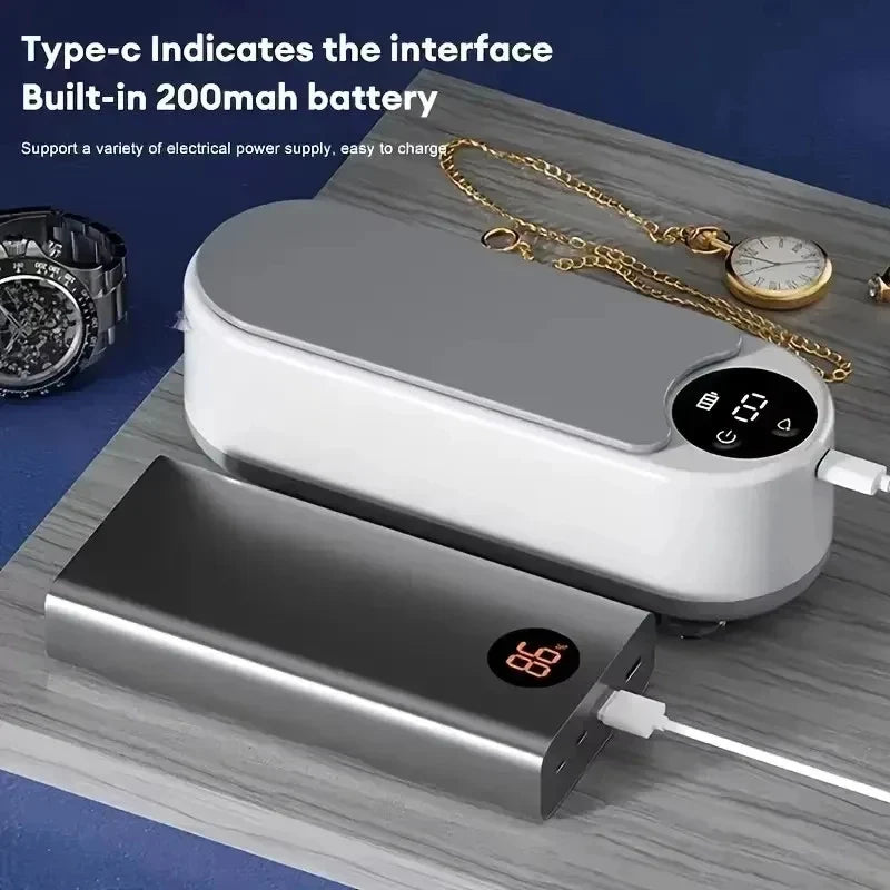 Wireless Ultrasonic Glasses & Jewelry Cleaner | High-Frequency Ultrasonic Cleaner Qme