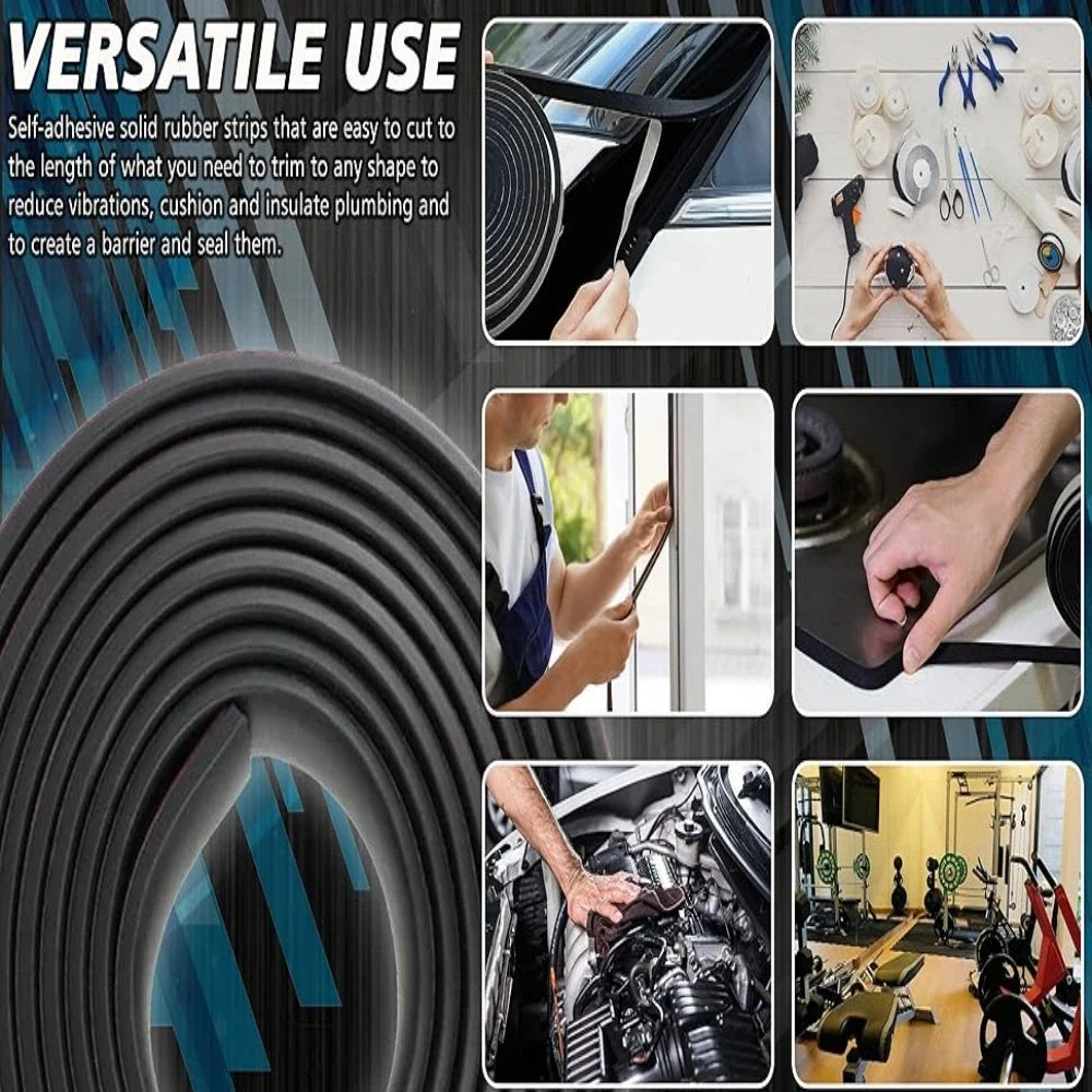 Self-Adhesive Rubber Flat Strip Glass Buffer & Vibration Dampener Rubber Sealing Strip Qme