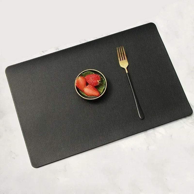 Nordic PVC Leather Placemat – Waterproof, 7 Colors | Table Mat Leather Placemat Qme Black L