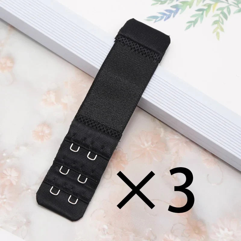 2-Hook Bra Strap Extenders – Adjustable Buckle, 4 Colors Bra Strap Extender Qme black one size