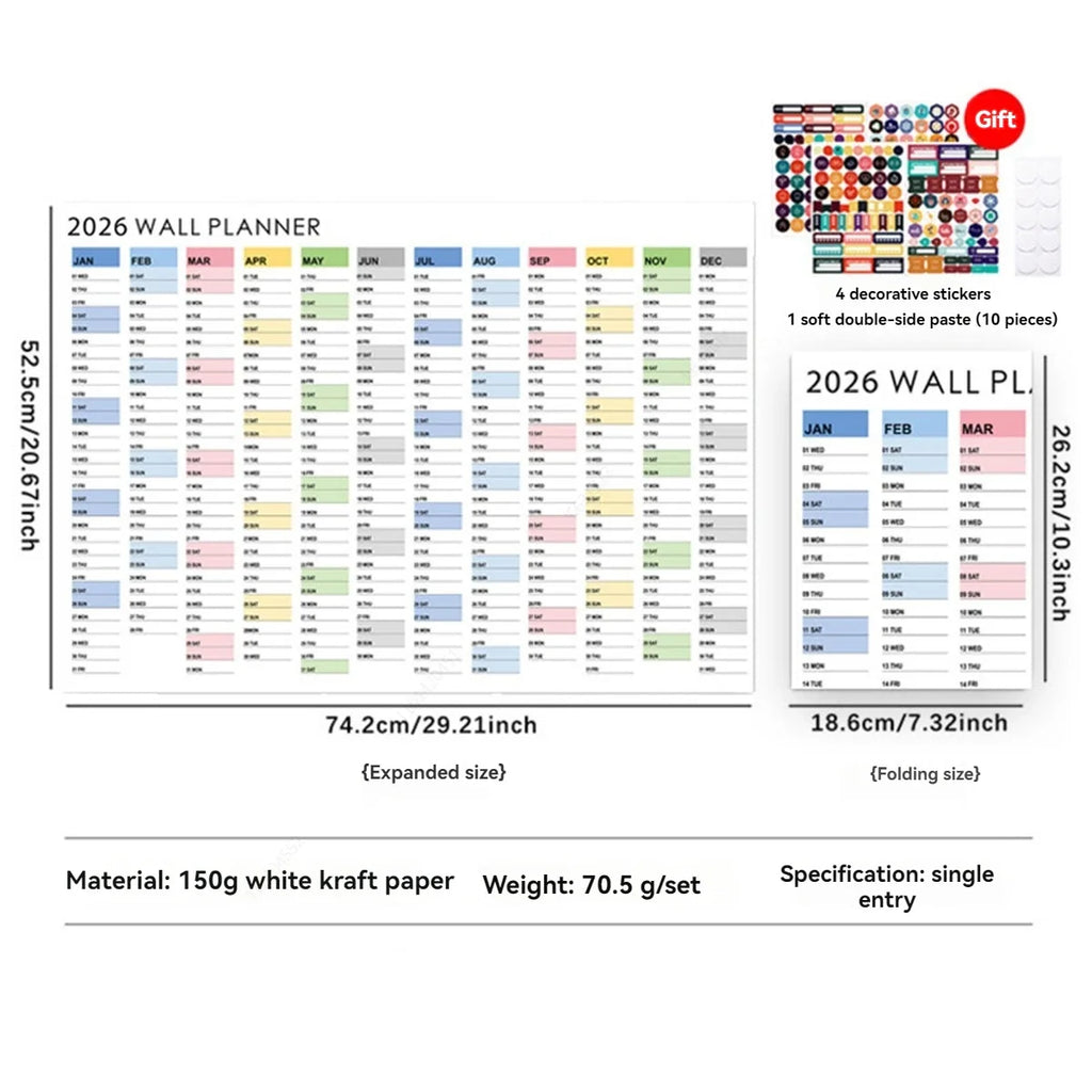 2026 Large Kawaii Wall Calendar To-Do List Planner – 7 Colors Wall Calendar Planner Qme