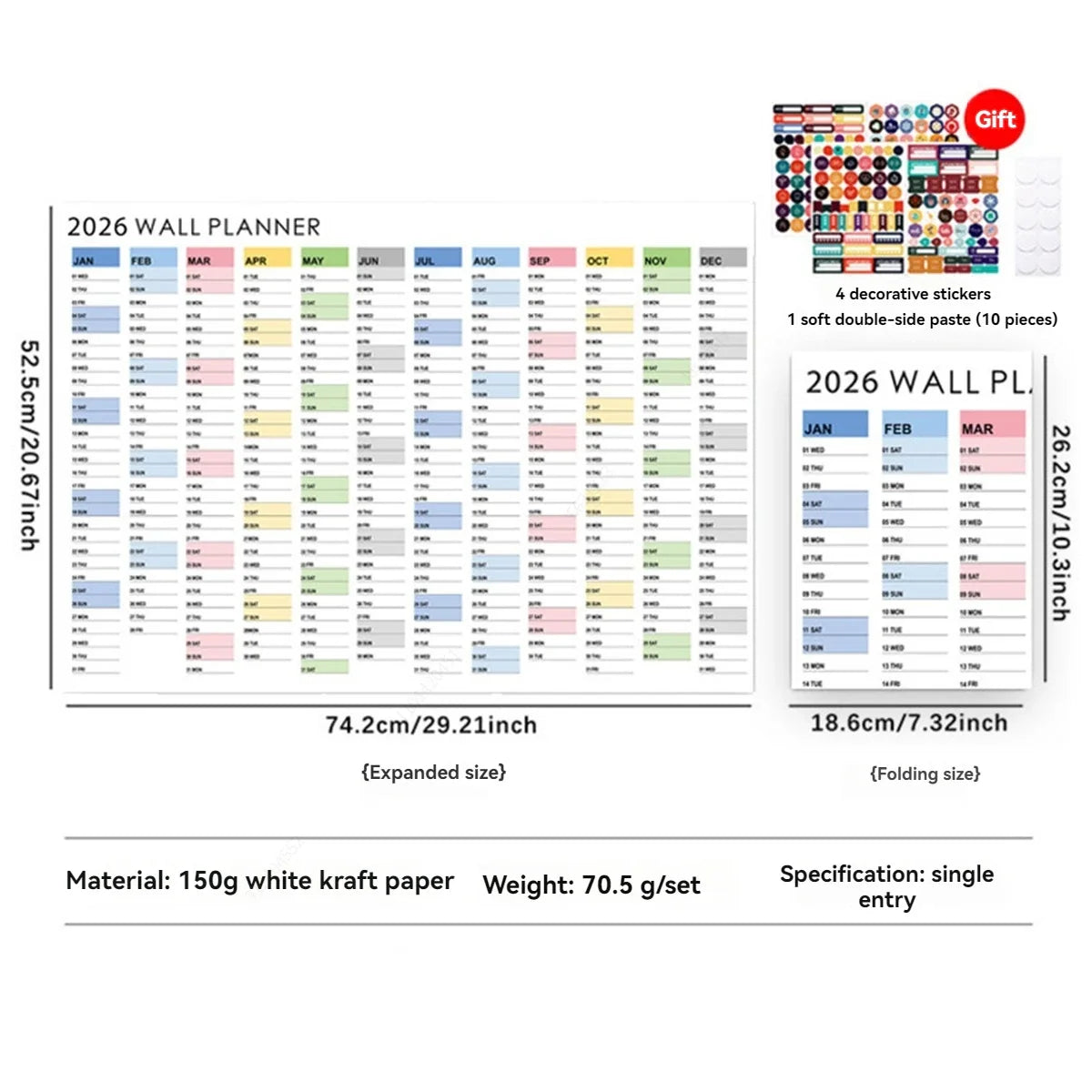 2026 Large Kawaii Wall Calendar To-Do List Planner – 7 Colors Wall Calendar Planner Qme