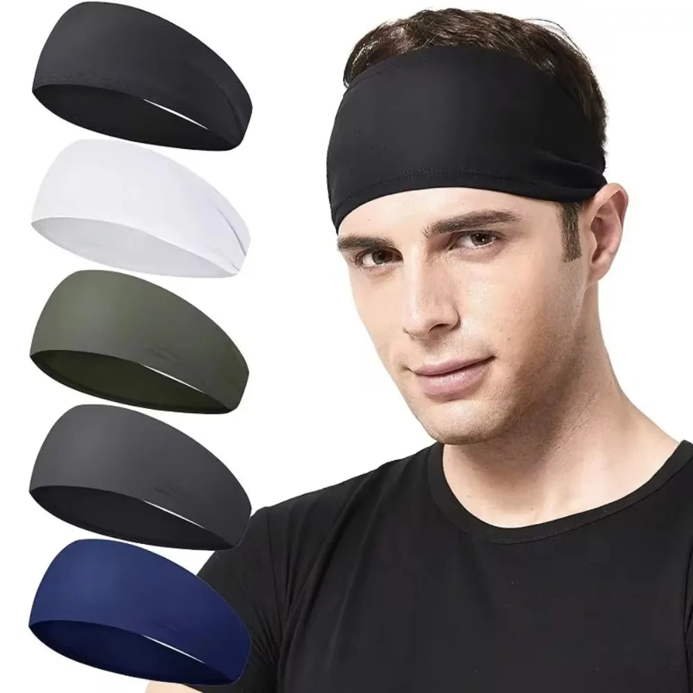 Qme Solid Elastic Non-Slip Quick-Dry Sports Headband Sports Headband Qme