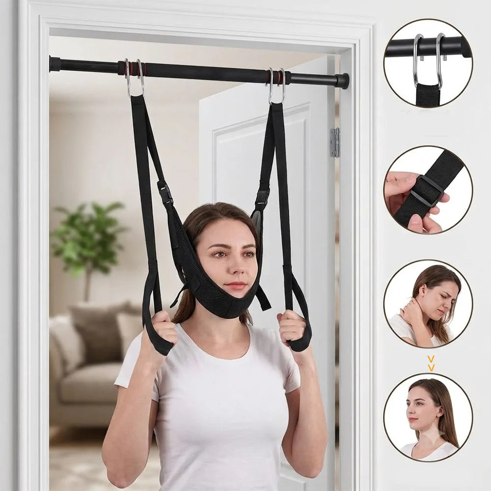 Cervical Neck Traction Belt – Soft Cushion Hanging Stretch Strap Neck Traction Belt Qst
