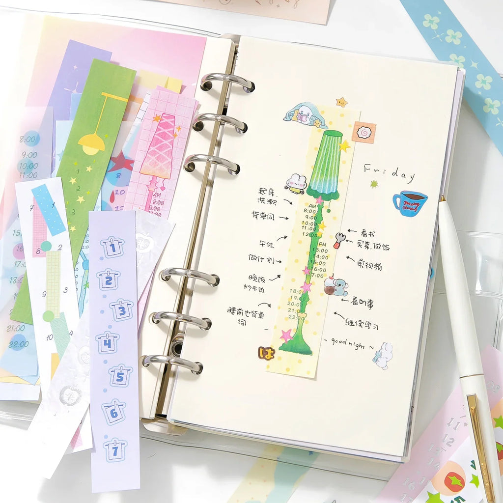 Long Timeline DIY Diary Colored Background Paper Strips | 4 Colors DIY Journal Paper Qme