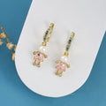Crystal Zirconia Doll Character Drop Earrings | 6 Colors Character Drop Earrings Qme Pink