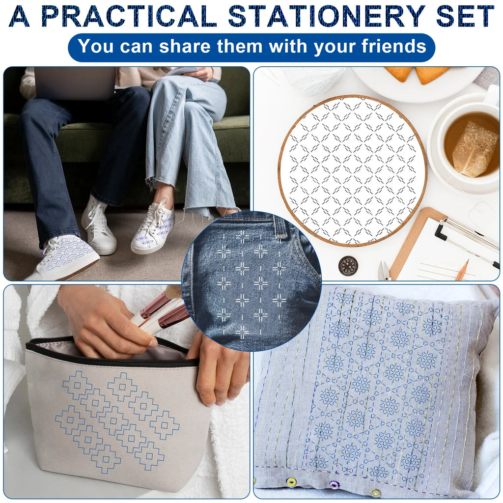 Sashiko Embroidery Water Soluble Transfer Stabilizer Set 108pc Embroidery Craft Kit Qme