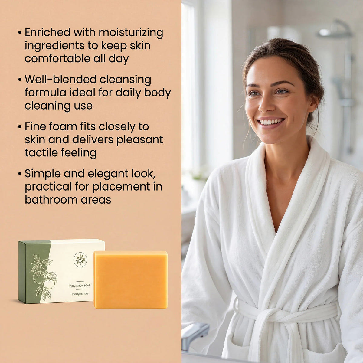 Persimmon Soap Bar 100g – Hydrating & Gentle Body Soap Body Soap Bar Qst