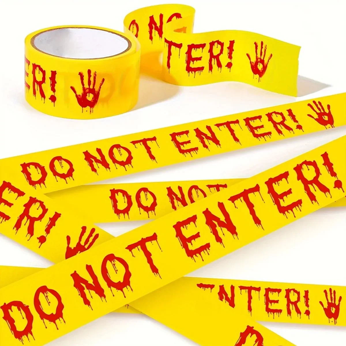 Halloween Caution Tape Bloody Handprints 82ft Warning Ribbon Halloween Decoration Tape Qme Yellow 25m 4.8cm
