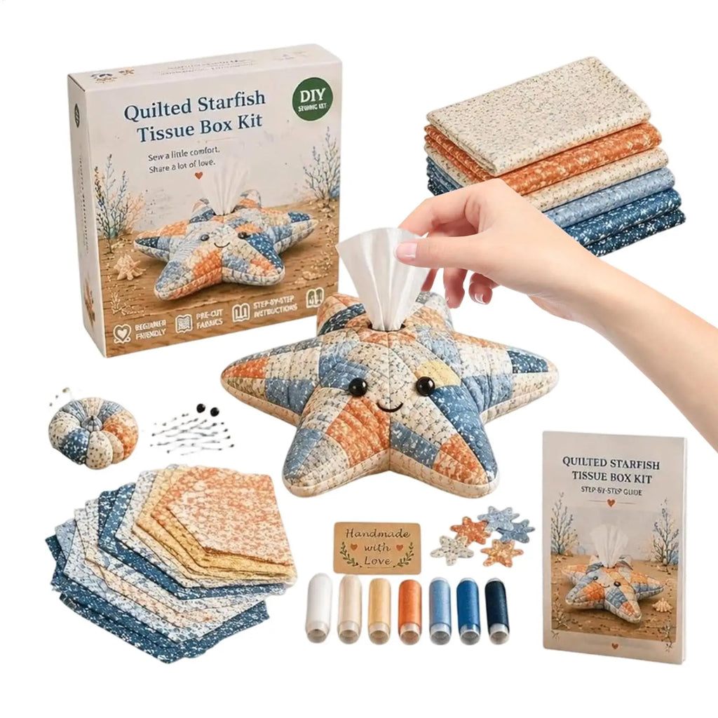 Quilted Sea Animal Tissue Box DIY Sewing Kit for Beginners DIY Quilting Kit Qme