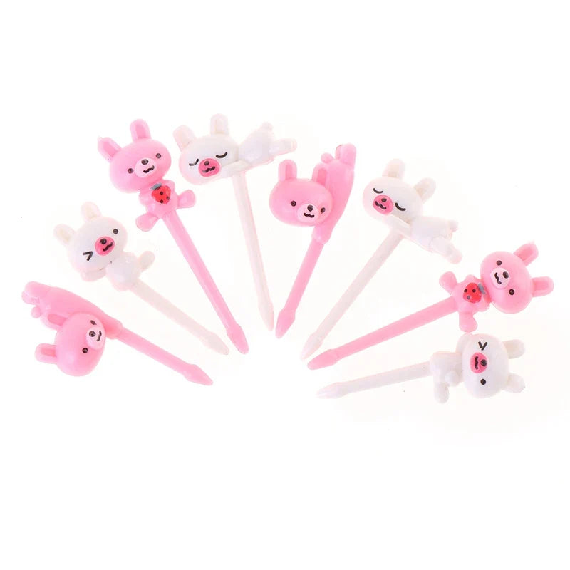 Cute Bear Mini Fruit Forks – Kids Cartoon Party Snack Picks 8pc Mini Food Picks Qme