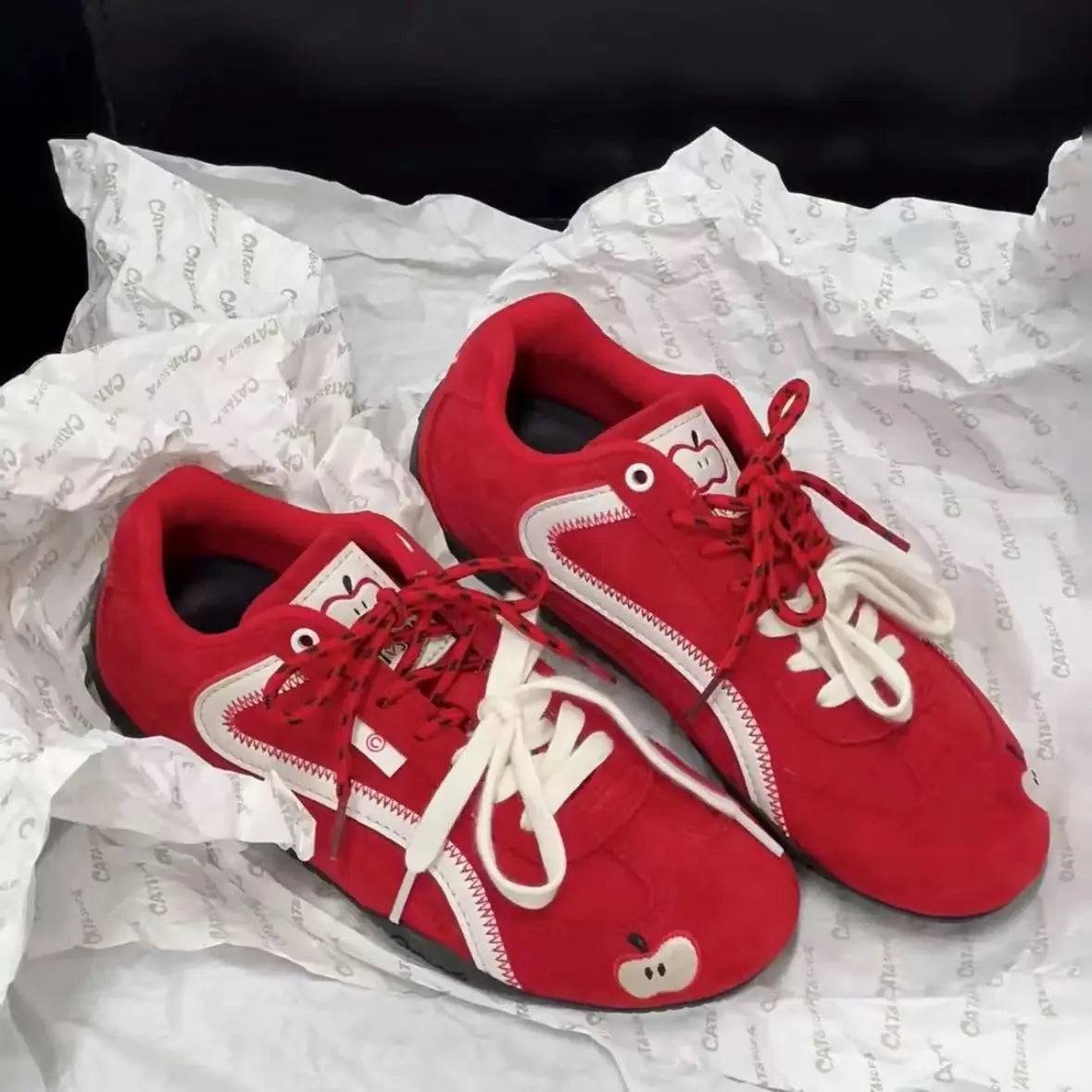 Y2K Vintage Women's Fruit Embroidery Flat Sneakers | Streetwear Women's Casual Sneakers Qst