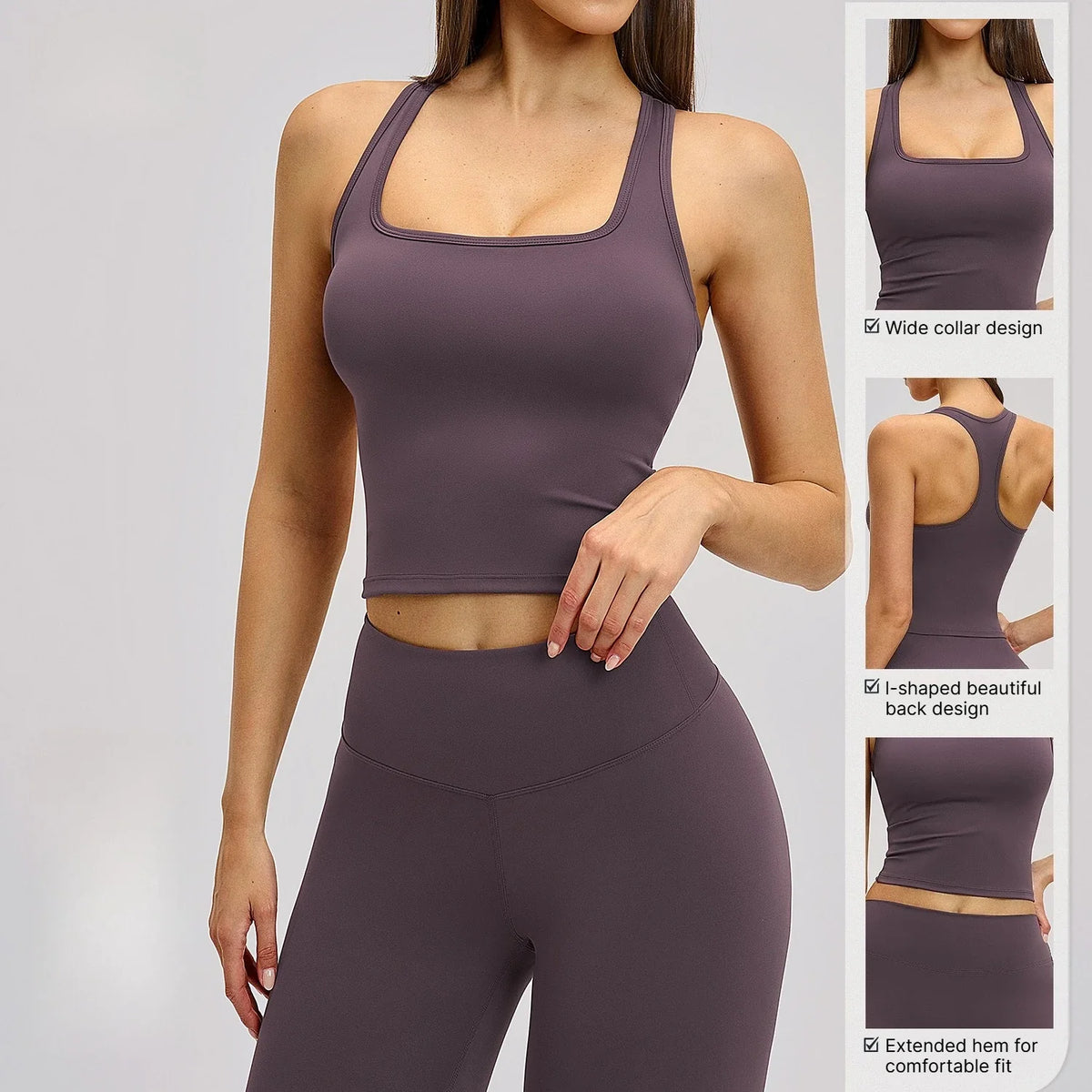 Seamless Yoga Tank Top I-Shape Backless Gym Running Vest Yoga Tank Top Qme