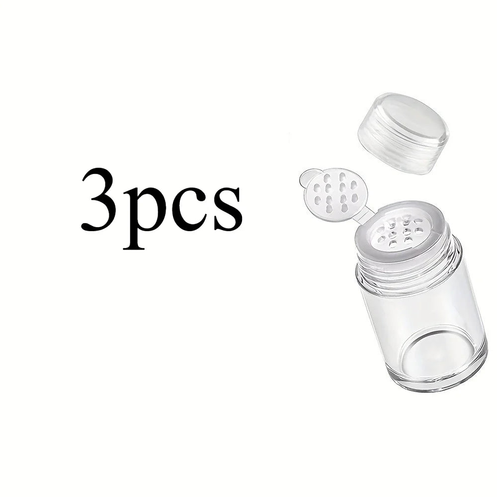 Mini Transparent Glitter Powder Compact | Travel-Size Jar Glitter Powder Compact Qme Twelve holes 3pcs