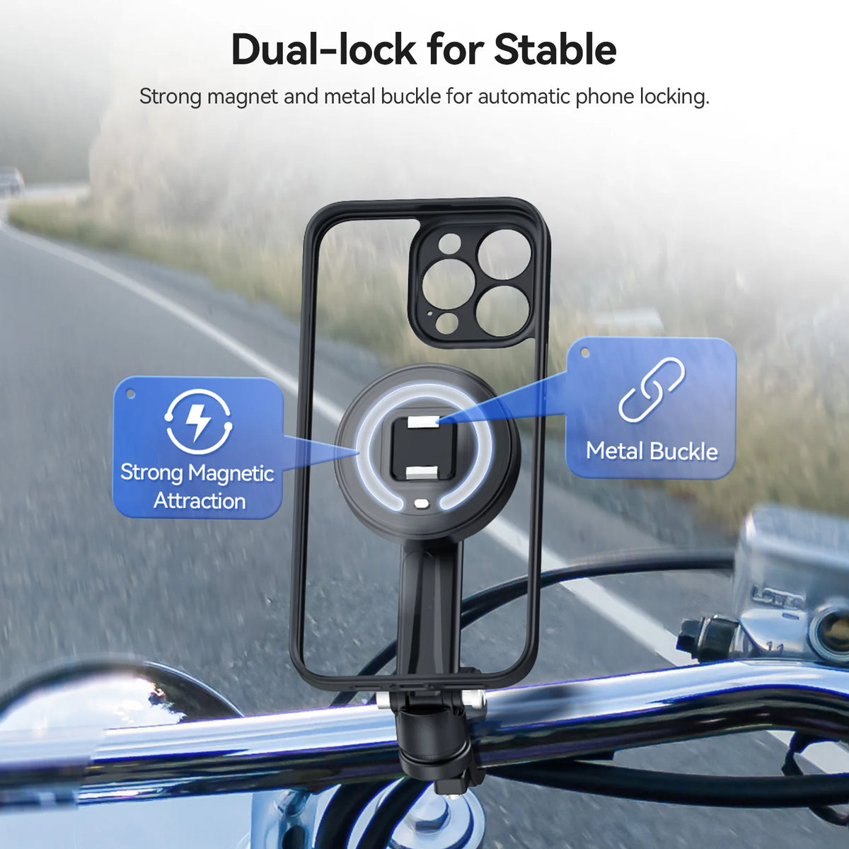 Quick Release Motorcycle Bike Phone Mount with Magnetic Case Handlebar Phone Mount Qst