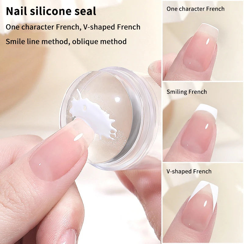 Jelly Silicone Nail Stamper & Scraper Set with Cap Nail Stamping Set Qst