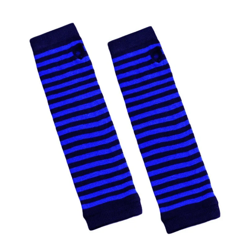 Women's Striped Knitted Elbow Gloves – Long Arm Warmers Knitted Arm Warmers Qme SB837 Length -32cm