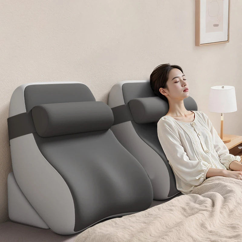 XL Ergonomic Reading Pillow – Memory Foam Wedge & Side Pockets Reading Bed Pillow Qst