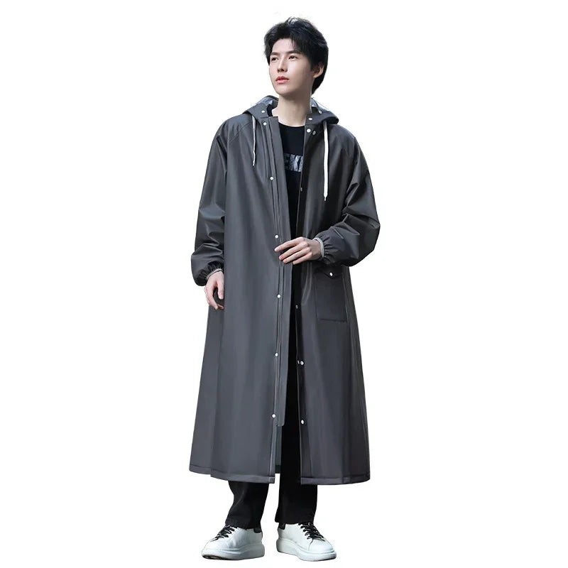 Long Hooded Waterproof Rain Poncho Jacket – Unisex Nylon Waterproof Rain Poncho Qme
