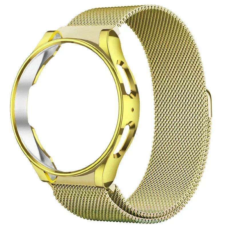 TPU Case & Metal Strap Samsung Galaxy Watch 6 Classic 47mm Smartwatch Case & Strap Qme Gold Watch 4 5 44mm