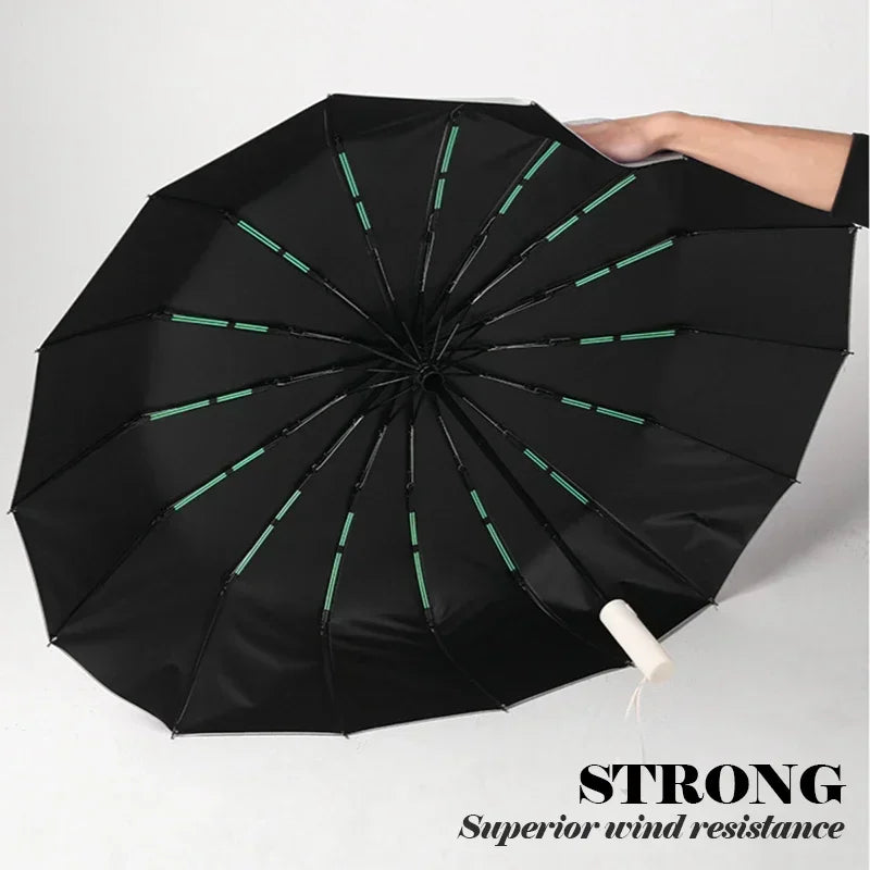 Windproof 16K Double Rib Auto Folding Umbrella – Sun & Rain Folding Umbrella Qst