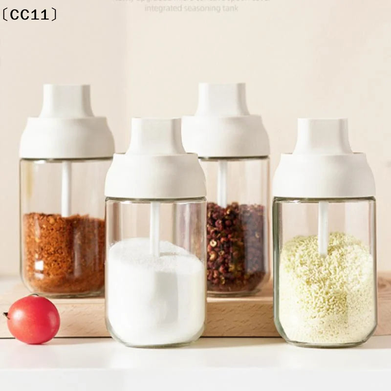 Glass Salt Shaker Pepper Jar & Oil Bottle Set – Moisture-Proof Lid Seasoning Bottle Set Qme