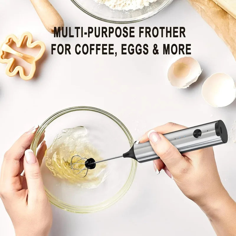 USB Rechargeable Electric Milk Frother & Mini Coffee Whisk Electric Milk Frother Qme