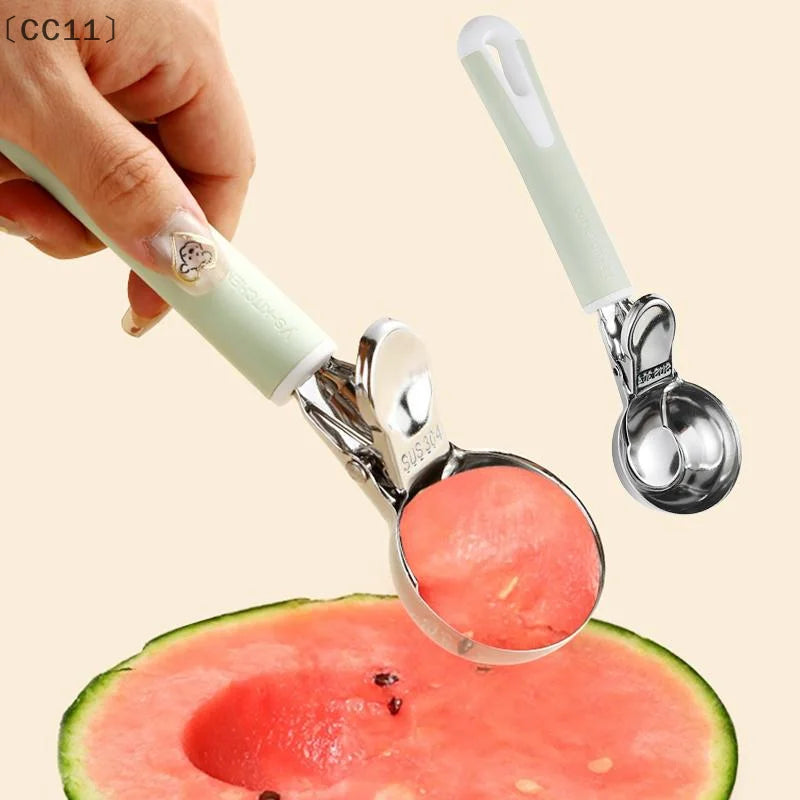 Stainless Steel Ice Cream & Fruit Scoop – Non-Stick Digger Ice Cream Scoop Qme