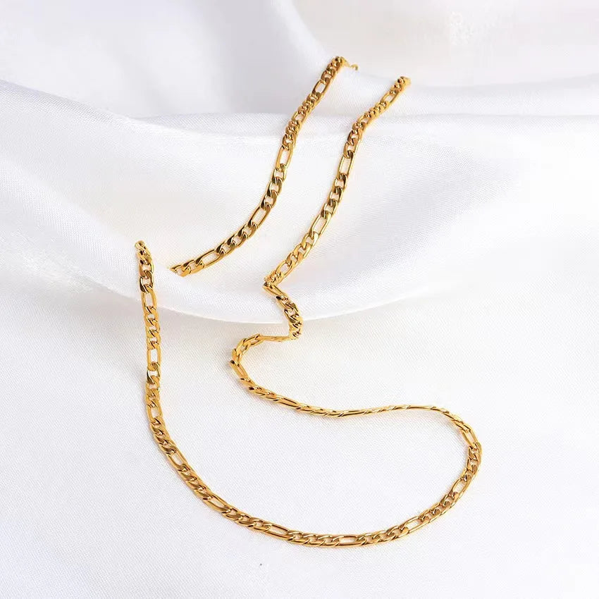 18K Gold Filled Sideways Chain Necklace for Men & Women Gold Chain Necklace Qme