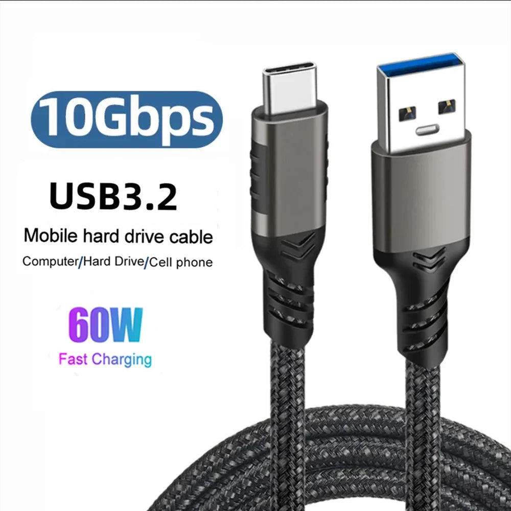 USB-C Cable 60W Fast Charging 10Gbps | Nylon Braided Type-C USB-C Charging Cable Qme