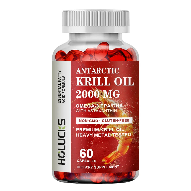 Organic Antarctic Krill Oil Capsules – Omega-3 EPA DHA 120ct Omega-3 Supplement Qst 60pcs -1 Bottles