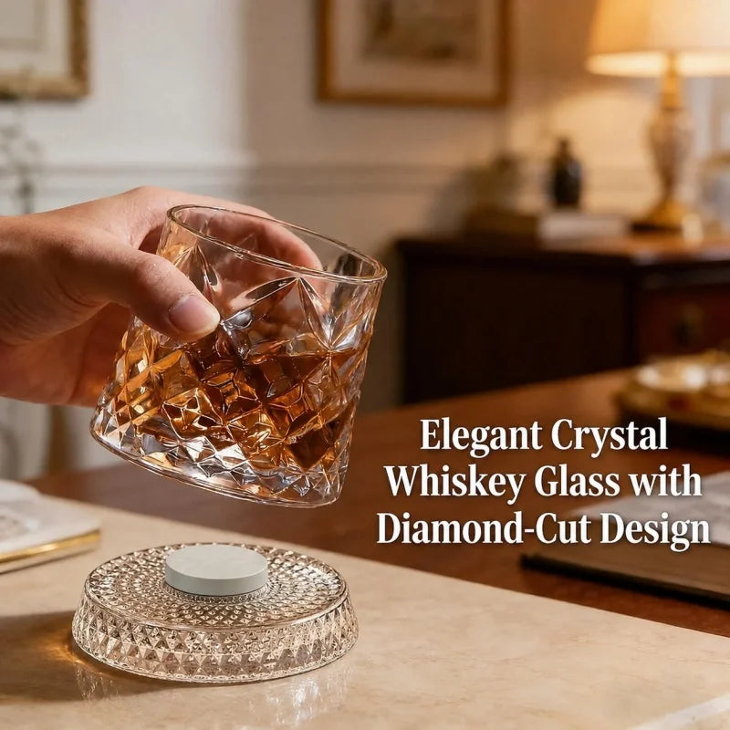 Rotating Crystal Whiskey Glass | Cocktail & Party Drinkware Crystal Whiskey Glass Qme