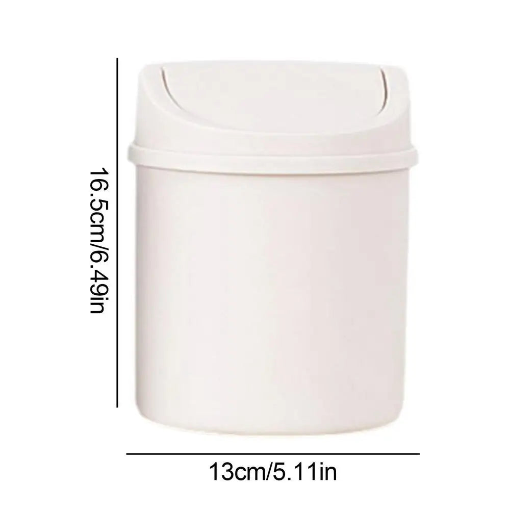 Mini Desktop Trash Can with Lid – Small Odor-Proof Bin Desktop Trash Can Qme White