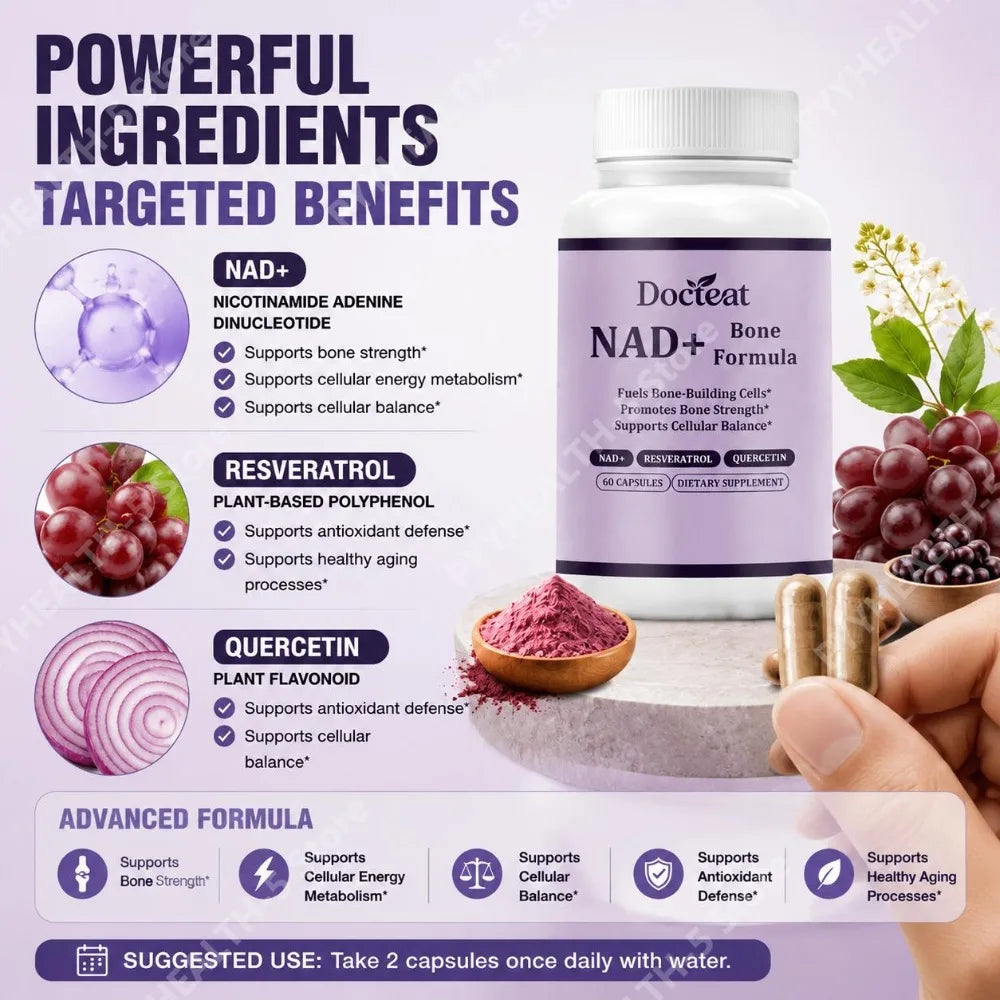 Docteat NAD+ Bone Formula – Resveratrol & Quercetin 60 Caps Dietary Supplement Qst