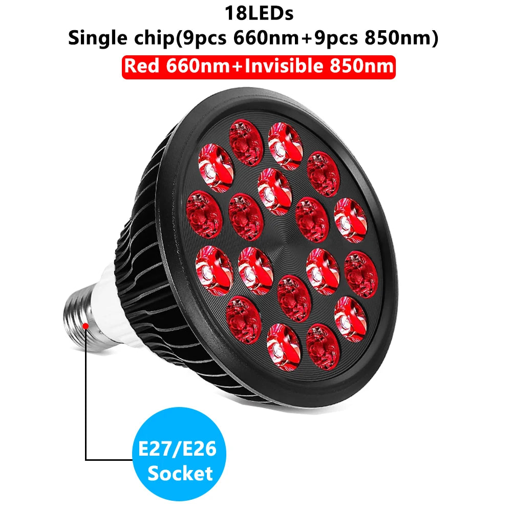 E27 660nm Red & 850nm Near Infrared Light Therapy Bulb 18 LEDs Light Therapy Bulb Qst Single Chip Bulb