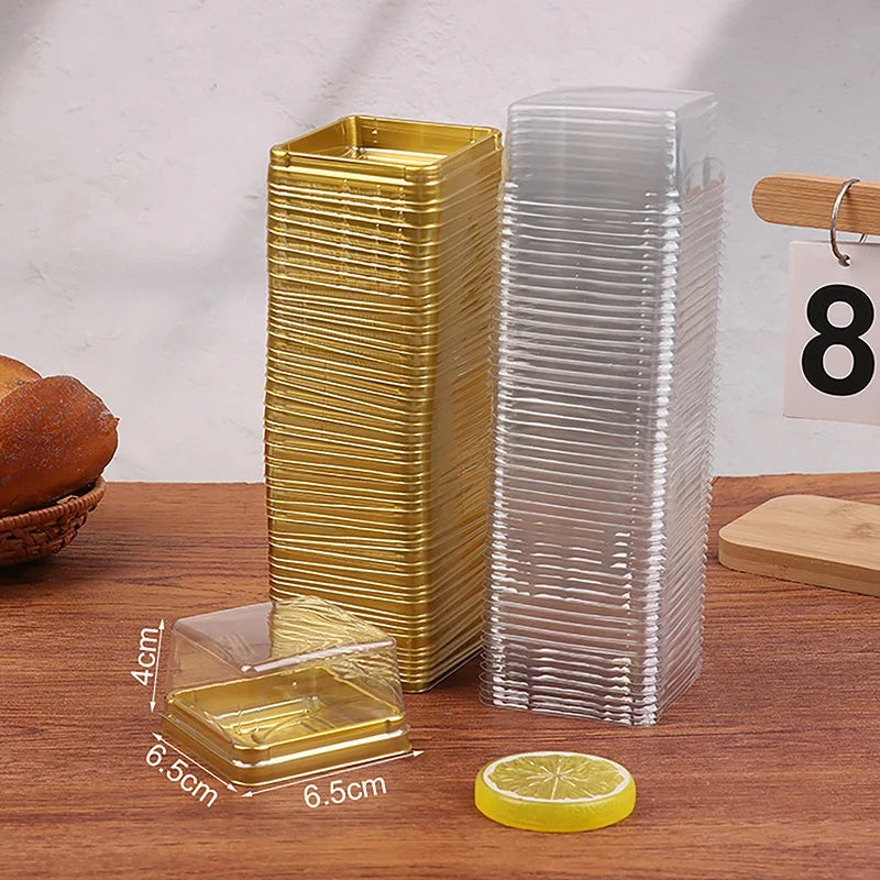 Transparent Square Plastic Muffin & Dessert Packaging Boxes Dessert Packaging Box Qme 80g Gold