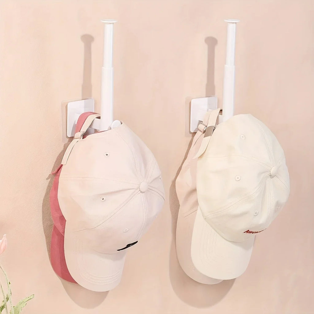 L-Shape Retractable Wall Hook – White Hat & Coat Rack Wall Hook Organizer Qme