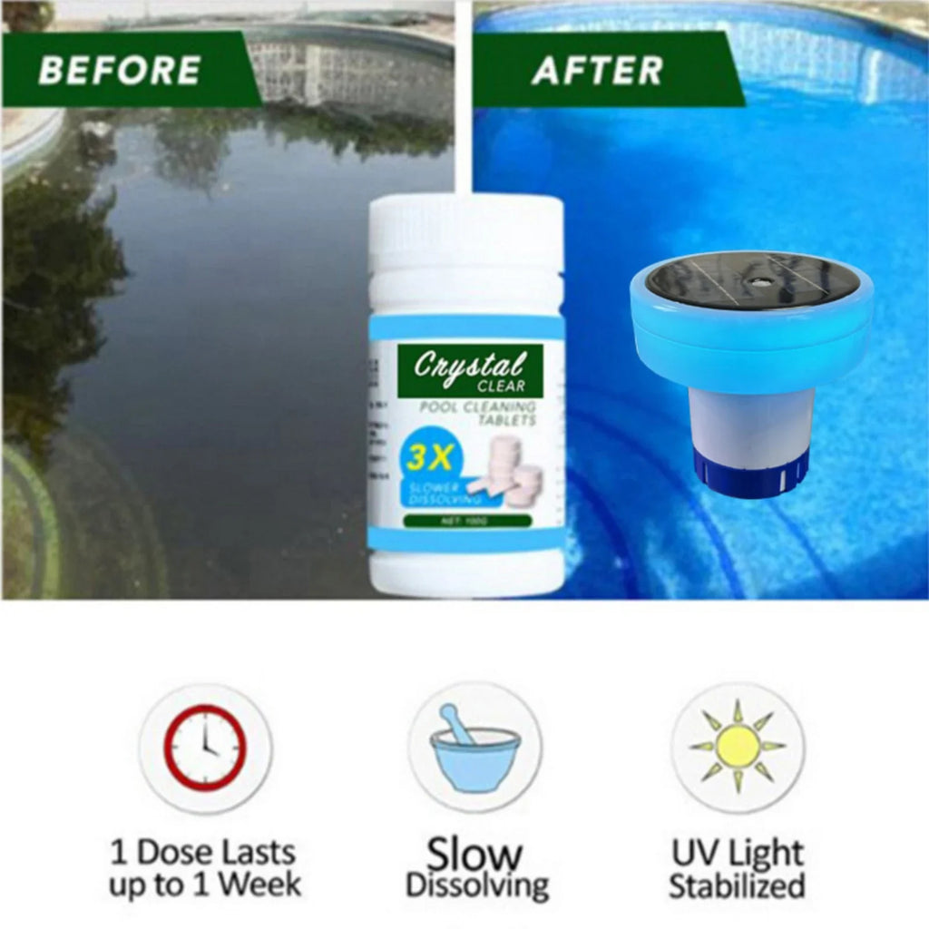 Floating Pool Chlorine Tablet Dispenser with Solar LED Light Pool Chemical Dispenser Qme