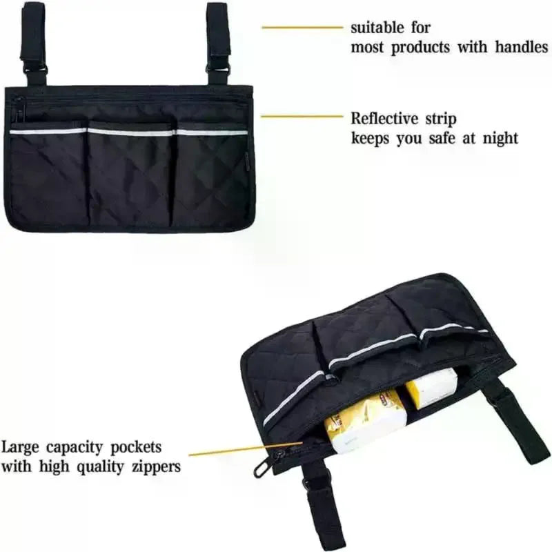 Wheelchair Armrest Organizer Bag | 5 Colors, Multi-Pocket Wheelchair Side Organizer Qme