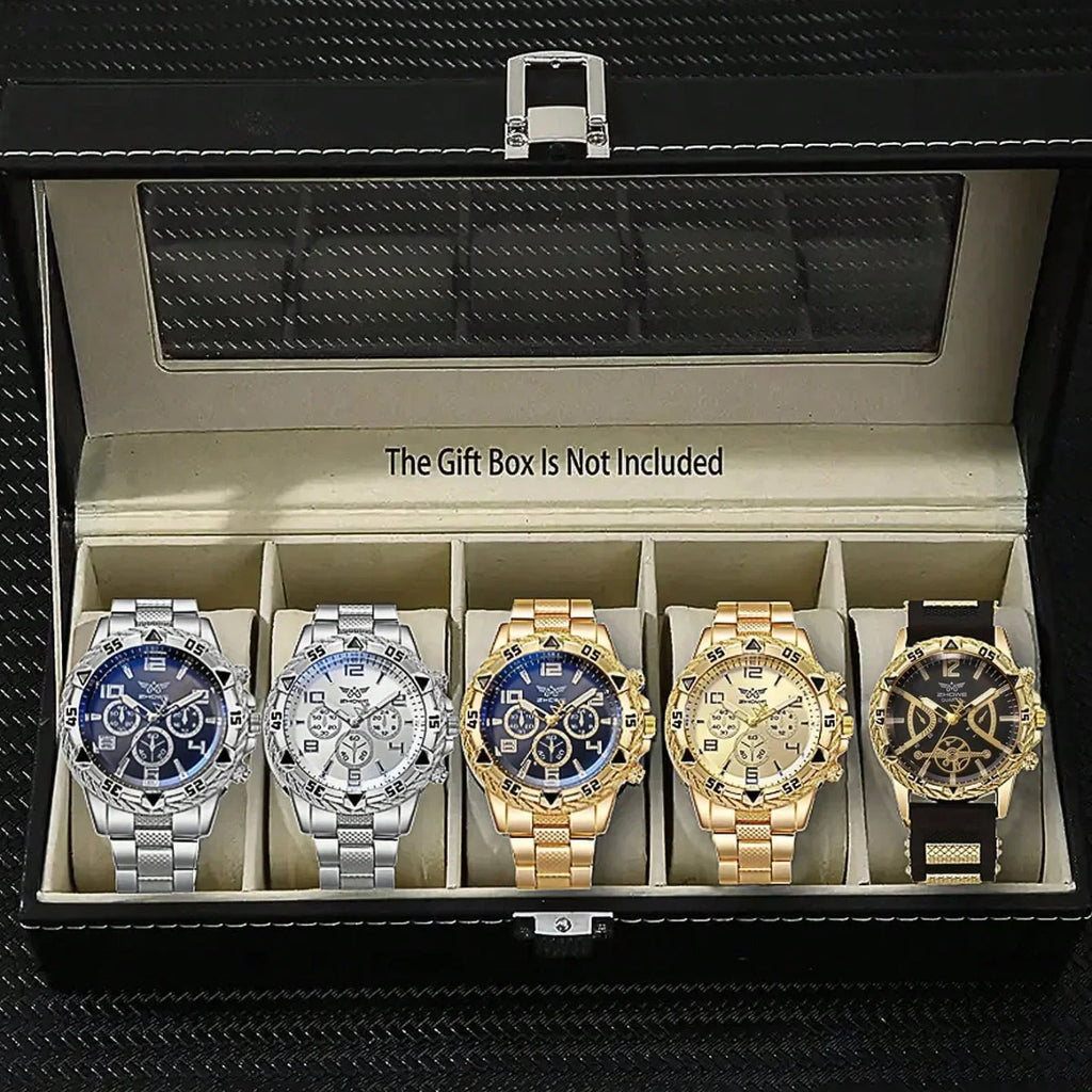 Men's Stainless Steel Business Quartz Watch | Elegant Gift Men's Quartz Watch Qme 5pcs