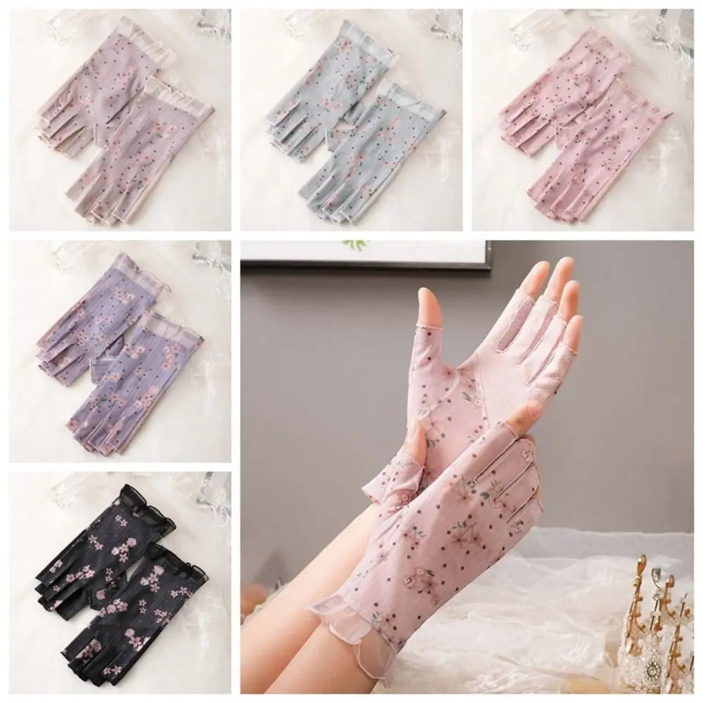 Breathable Half-Finger Sun Gloves – Anti-Slip Silicone Grip Fingerless Sun Gloves Qme
