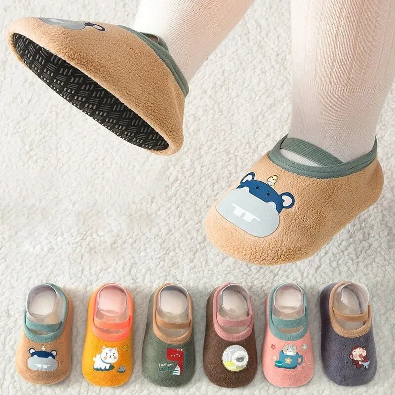 Baby Anti-Slip Socks Newborn Warm Crib Floor Shoes Rubber Sole Baby Grip Socks Qme