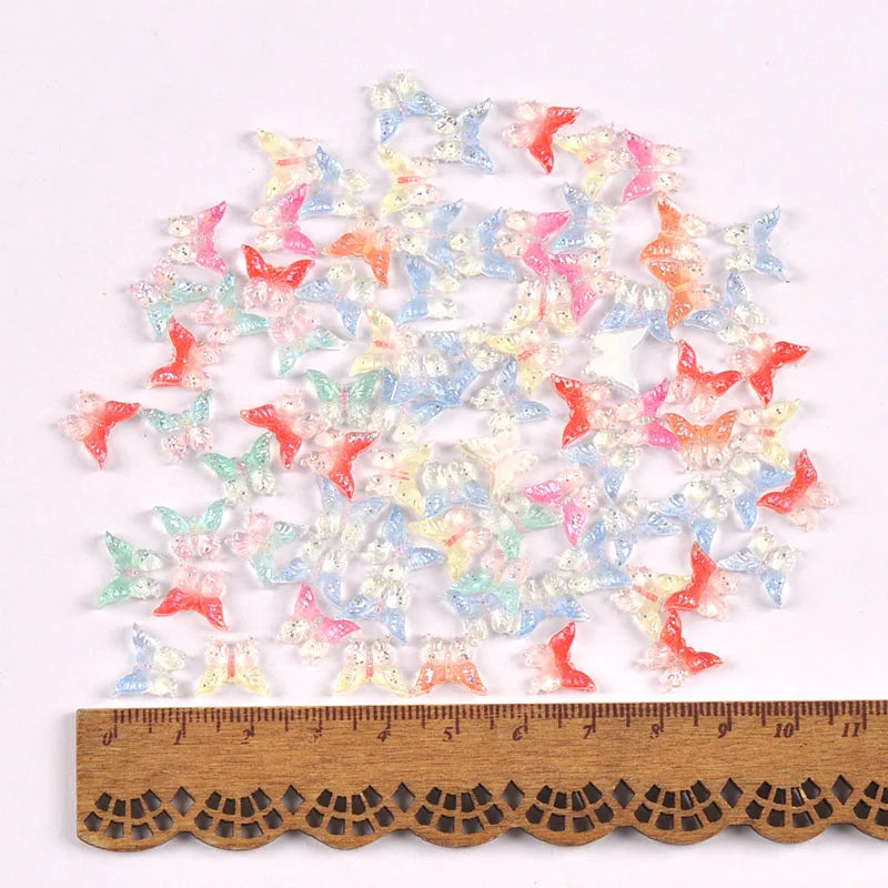 50pc Butterfly Bow Resin Flatback Cabochons – Nail Art & DIY Nail Art Embellishments Qme