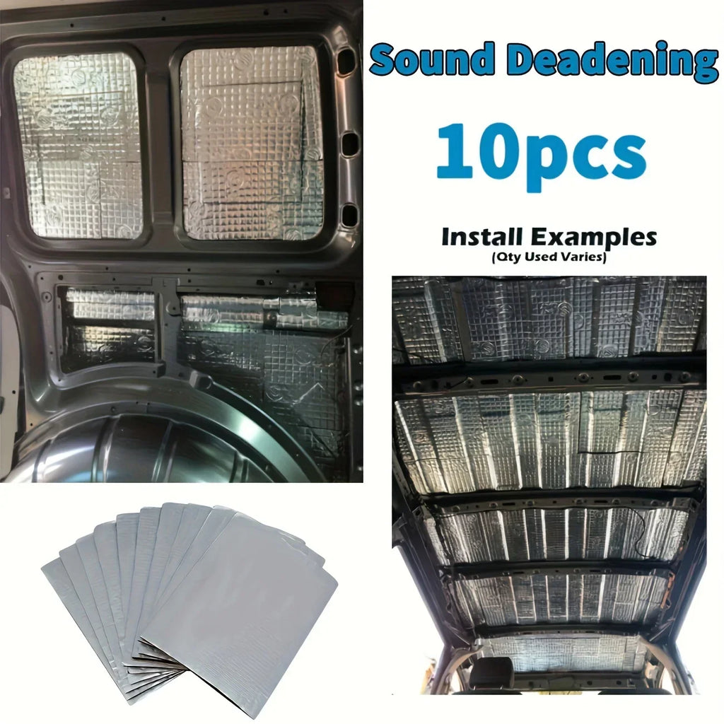Car Sound Deadening Mats 10-Pack – Fireproof Foam & Aluminum Sound Deadening Mat Qme