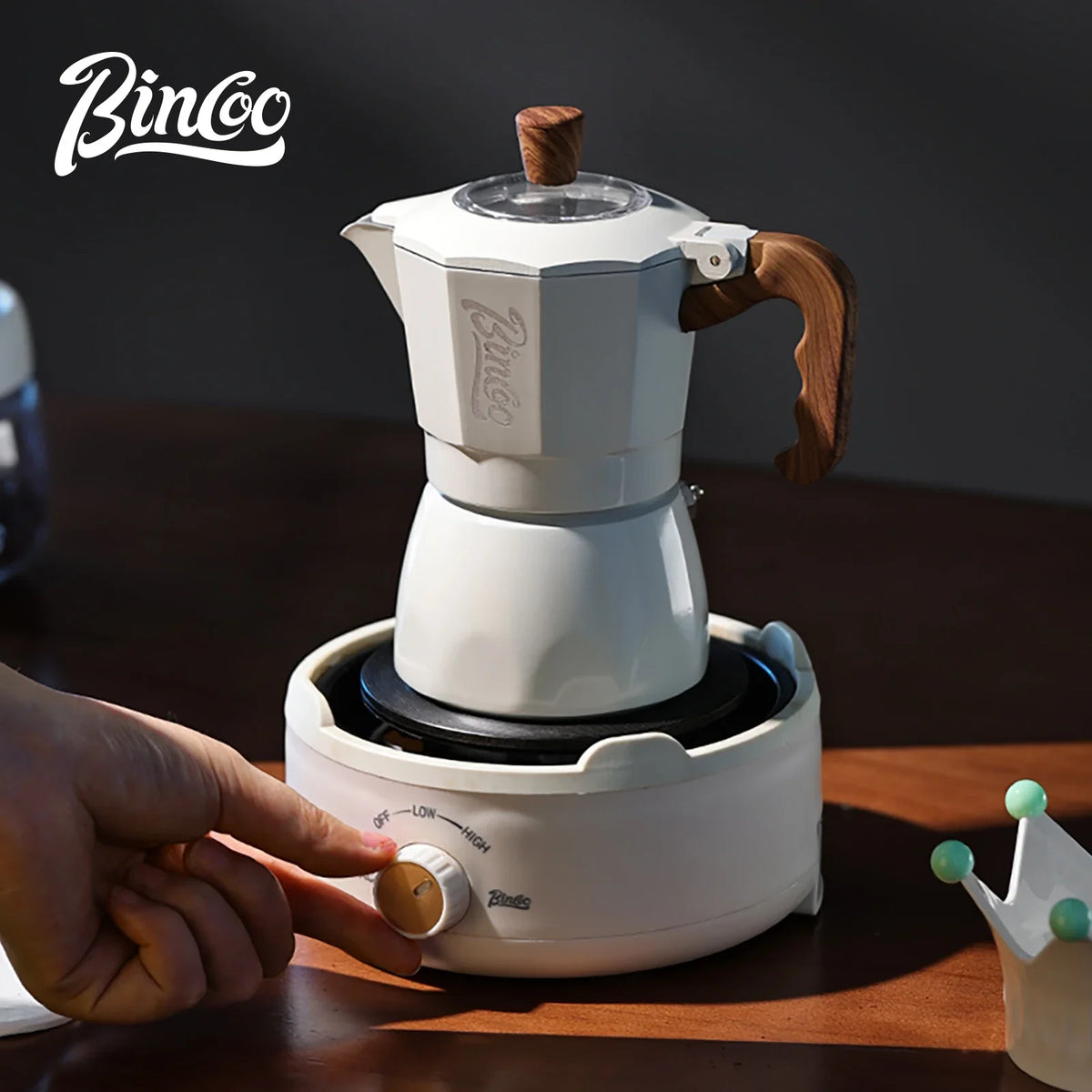 Bincoo Dual Valve Moka Pot & Manual Coffee Grinder Set Moka Pot Grinder Set Qst