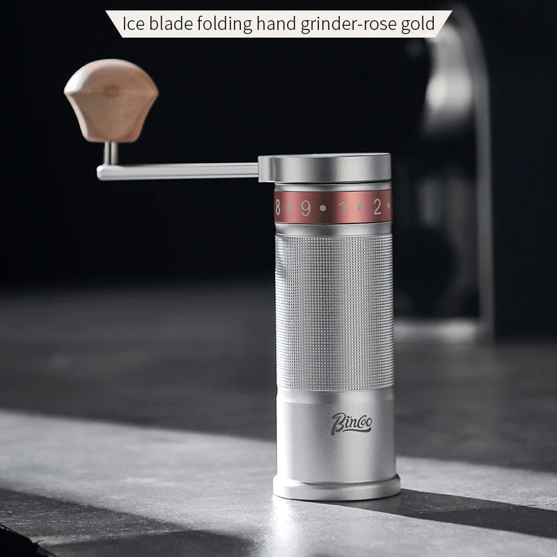 Bincoo SM01 Manual Coffee Grinder – Portable 420 Steel Hand Mill Manual Coffee Grinder Qst Silver Rose Gold